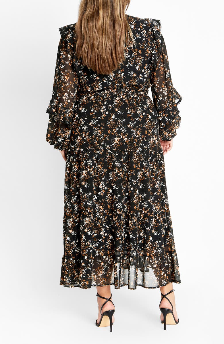 City Chic Arielle Ruffle Long Sleeve Maxi Dress, Alternate, color, Floral