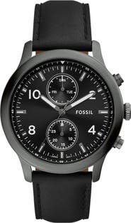 Fossil Bennett Chronograph Leather Strap Watch, 45mm