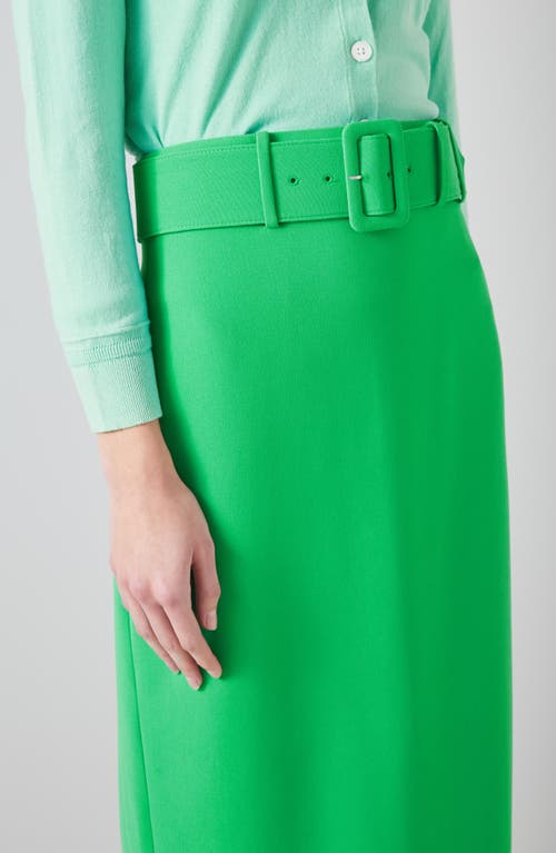 Lk Bennett Womens Gre-green Tabitha Belted-waist High-rise Crepe Pencil Skirt In Green