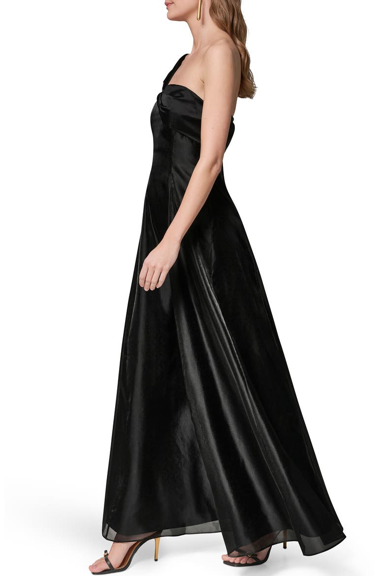 Asymmetric Satin Gown, Alternate, color, BLACK