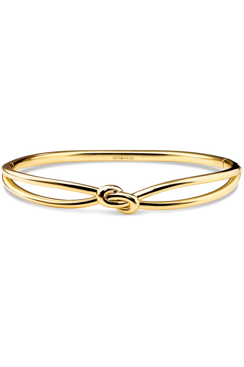 Love Knot Bangle Bracelet in Gold Plated Sterling Silver, Main, color, Yellow Gold