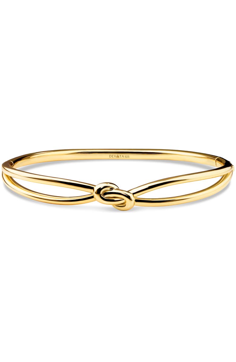 DEVATA Love Knot Bangle Bracelet in Gold Plated Sterling Silver, Main, color, Yellow Gold