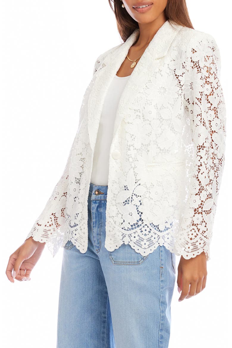 Scallop Trim Lace Blazer, Alternate, color, OFF WHITE