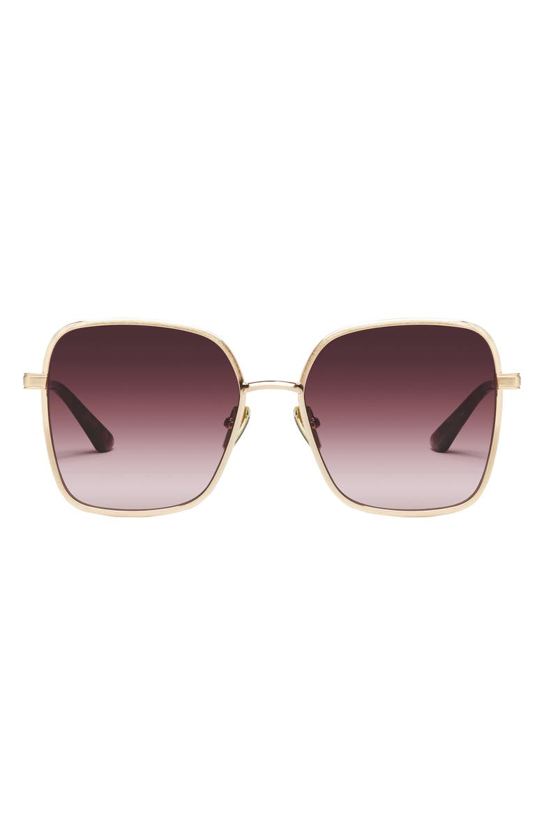 QUAY 5th Ave 58mm Gradient Square Sunglasses, Main, color, Brushed Gold/ Plum To Pink