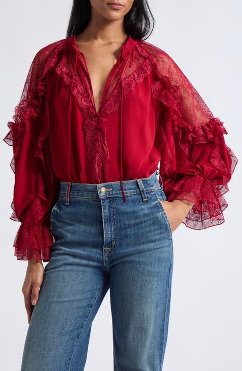 Aleena Lace & Ruffle Top