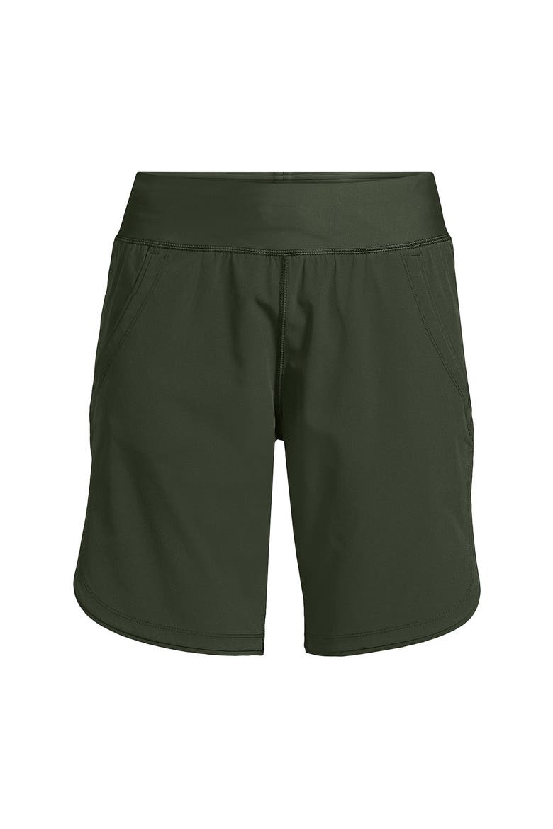 9" Quick Dry Elastic Waist Modest Board Shorts Swim Cover-up Shorts with Panty, Alternate, color, Rich Olive Green