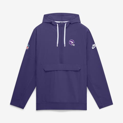 Men's Nike Purple Minnesota Vikings Sideline Broken Rules Alternate Anorak Half-Zip Hooded Jacket