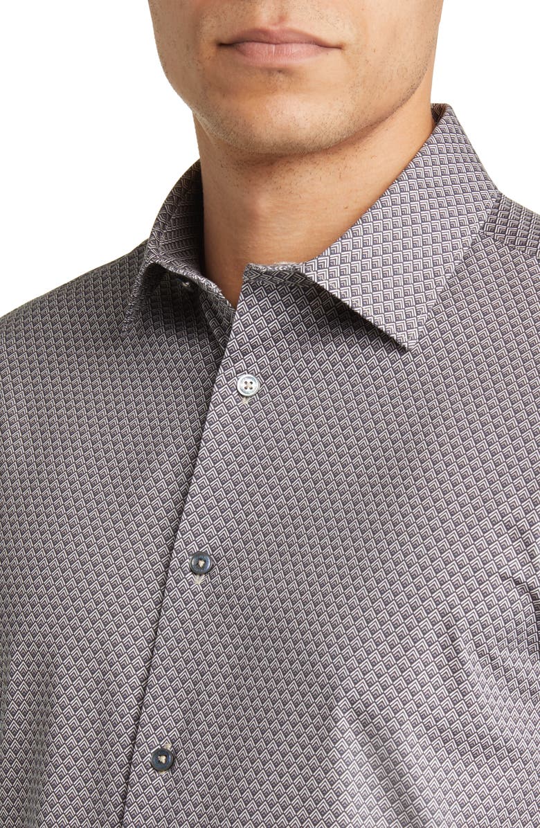 Bugatchi James OoohCotton<sup>®</sup> Geometric Print Button-Up Shirt, Alternate, color, Desert