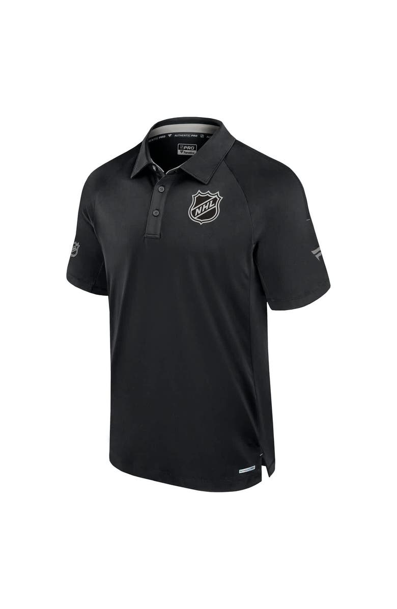 FANATICS Men's Fanatics  Black NHL Authentic Pro Rink Raglan Polo, Alternate, color, Black
