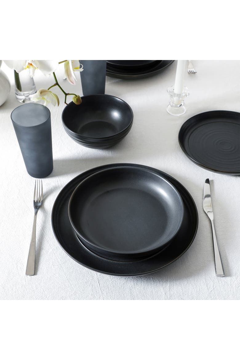 Elio 32-Piece Dinnerware Set with Glassware, Service for 8, Alternate, color, Black