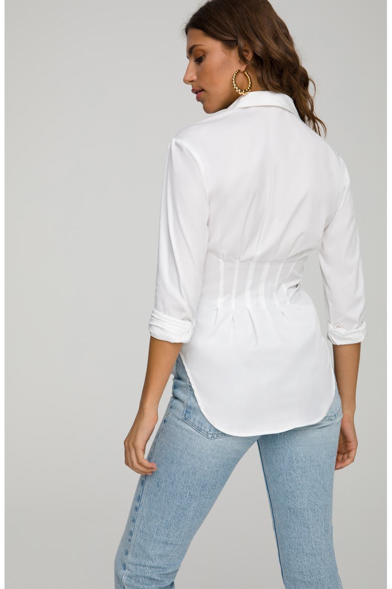 Dart Waist Button-Up Shirt, Alternate, color, WHITE001