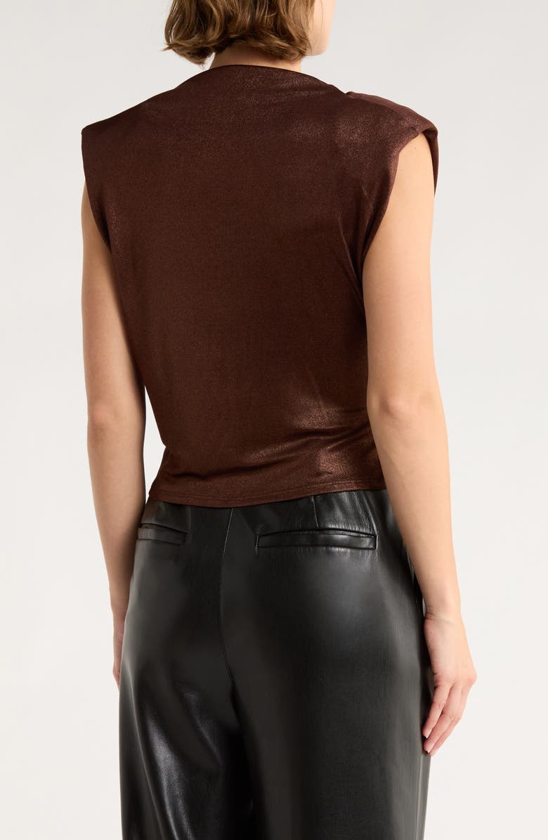 Muse Mock Neck Pleated Foil Top, Alternate, color, Copper