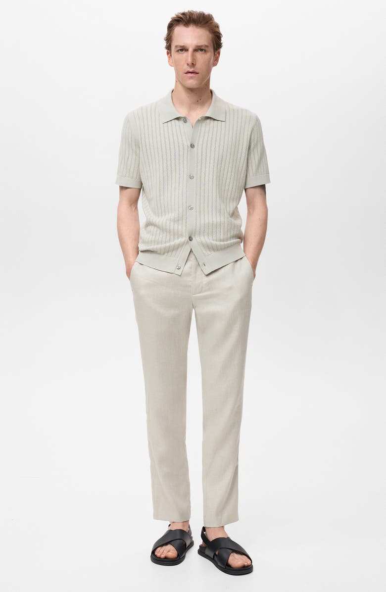 MANGO Pointelle Polo Sweater, Alternate, color, Ice Grey