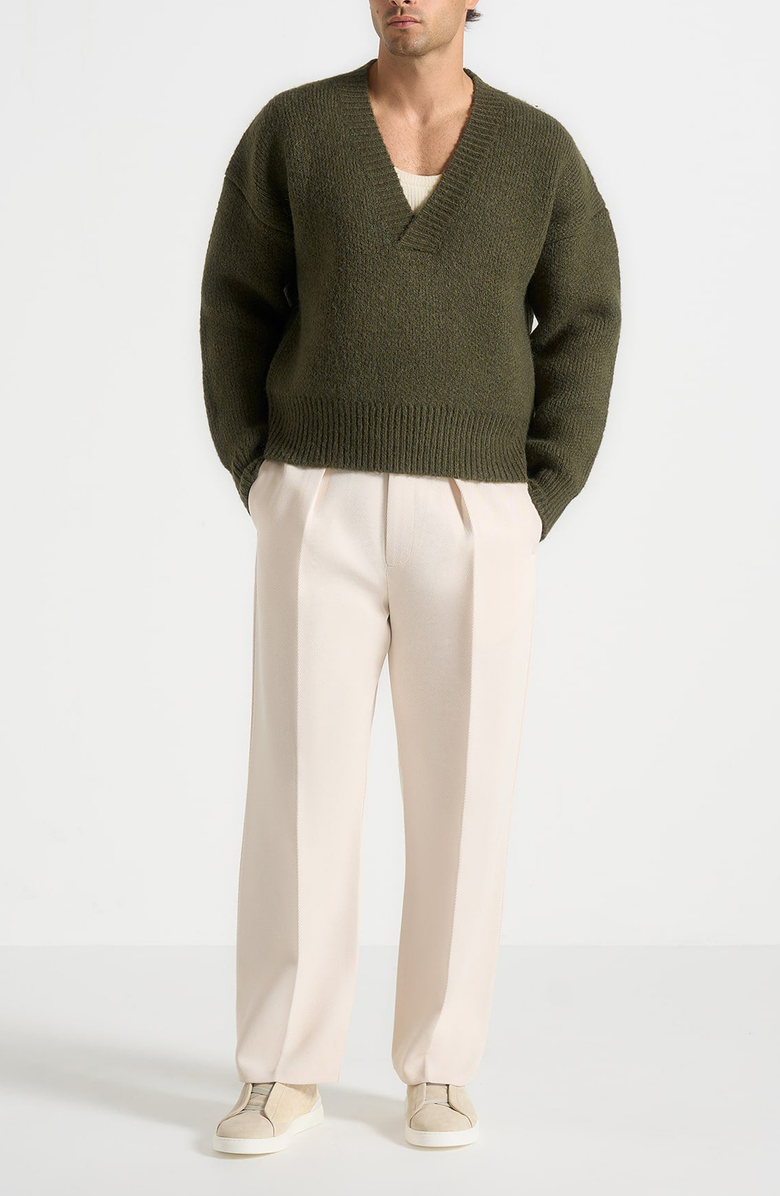 Manière De Voir Chad V-Neck Wool Knit Jumper, Alternate, color, Deep Olive