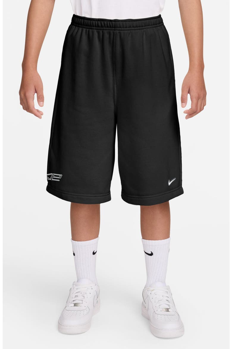 Kids' Dri-FIT Fleece Shorts, Main, color, 010 BLACK/WHITE