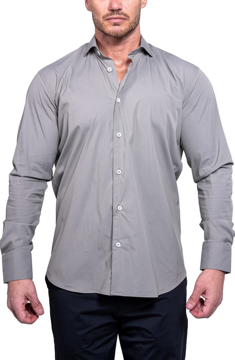 Maceoo Einstein Aristocratluxestretch Button-Up Shirt, Main, color, Grey