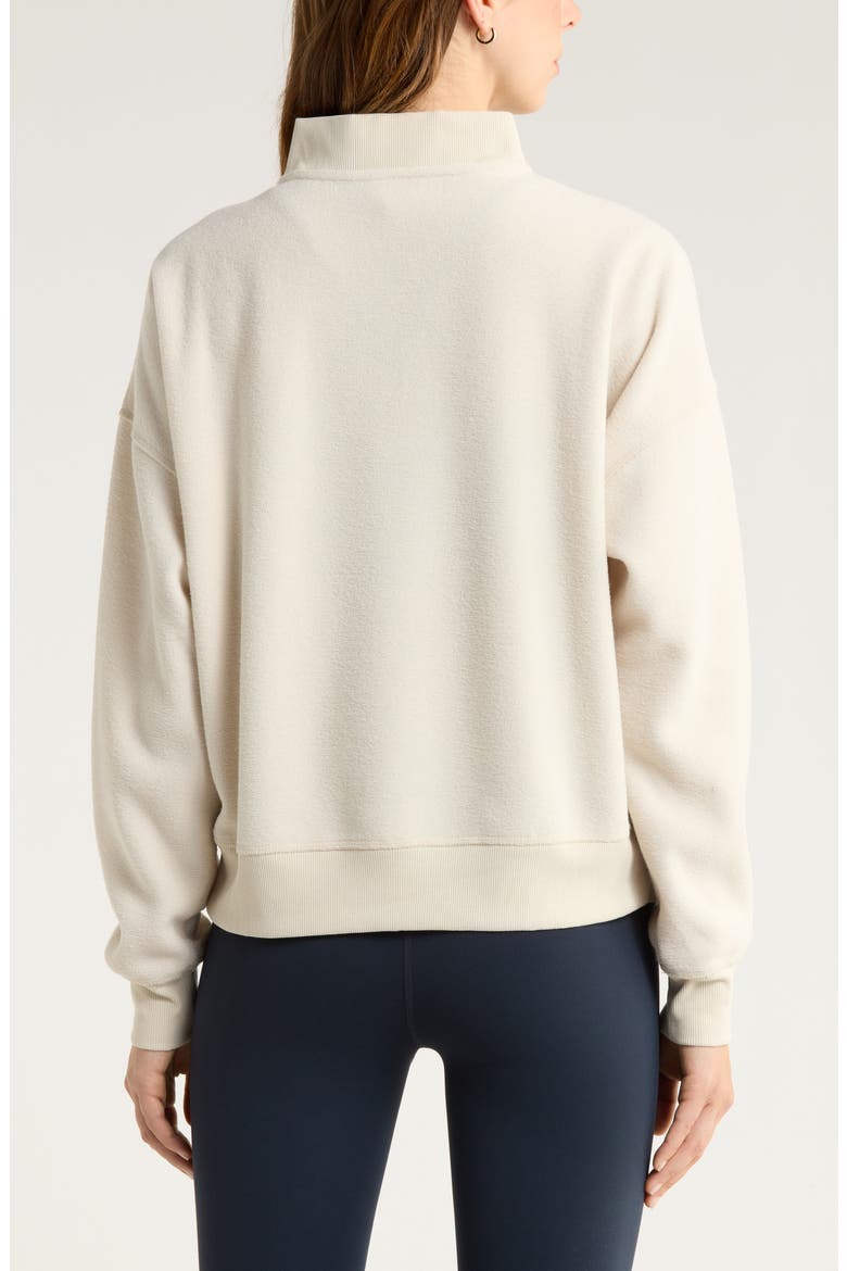 Cozy Bouclé Quarter Zip Sweatshirt, Alternate, color, BEIGE SEASHORE
