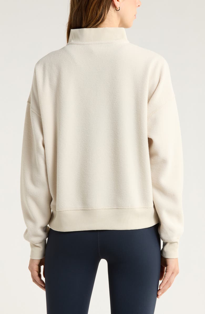 Zella Cozy Mock Neck Quarter Zip Sweatshirt, Alternate, color, Beige Seashore