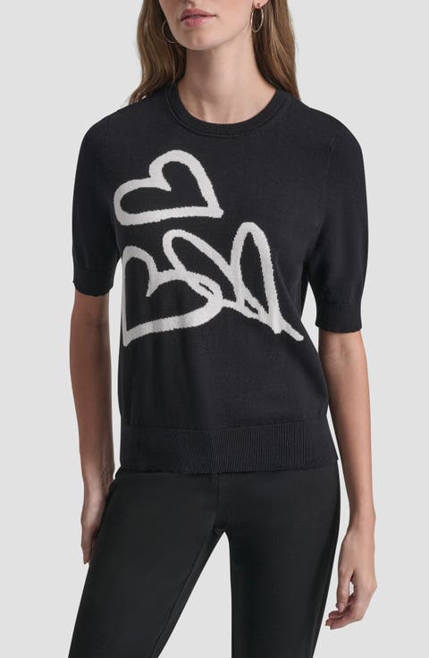 Graffiti Hearts Cotton Sweater