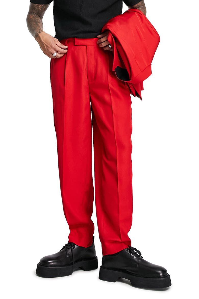 Oversize Tapered Suit Trousers, Main, color, RED