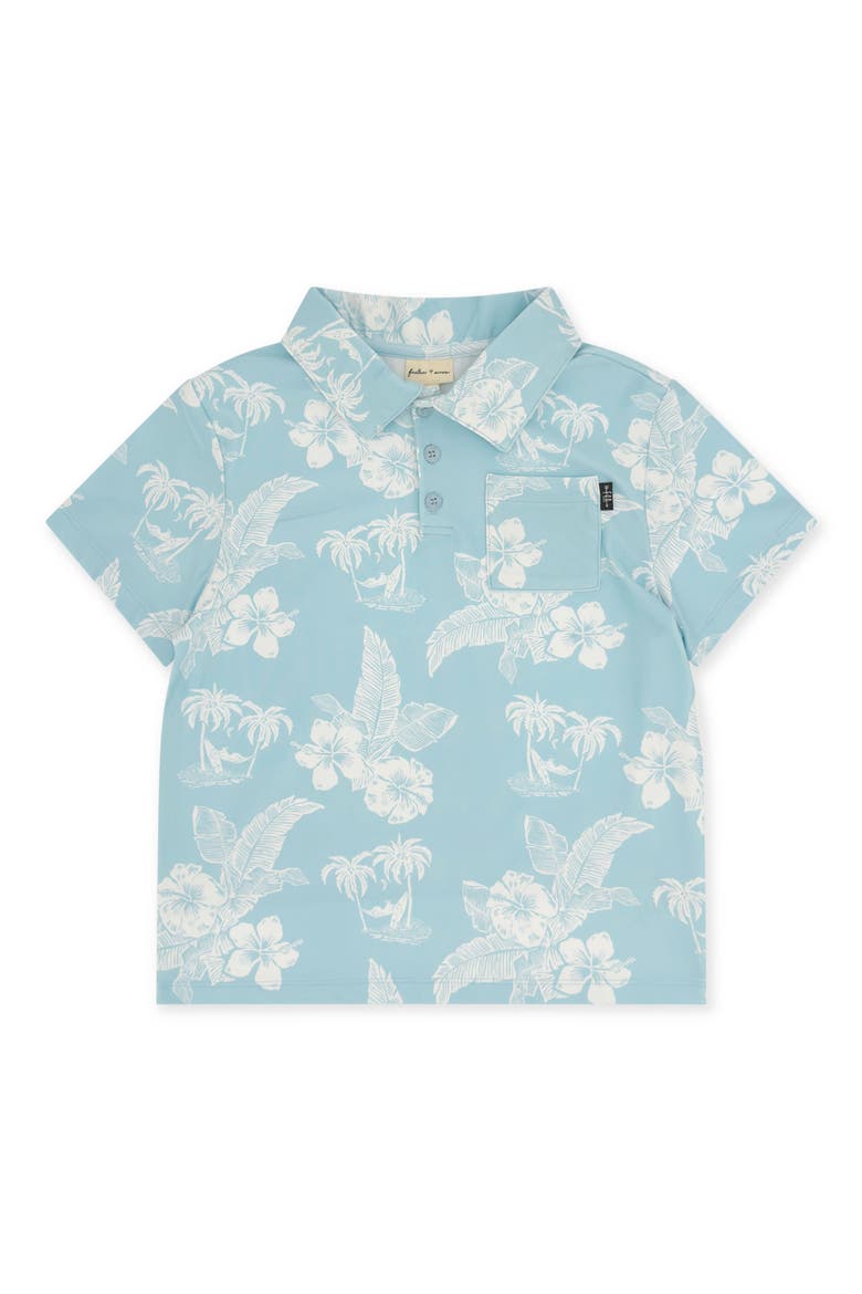 Kids' Feel Good Tech Floral Performance Polo, Main, color, CRYSTAL BLUE