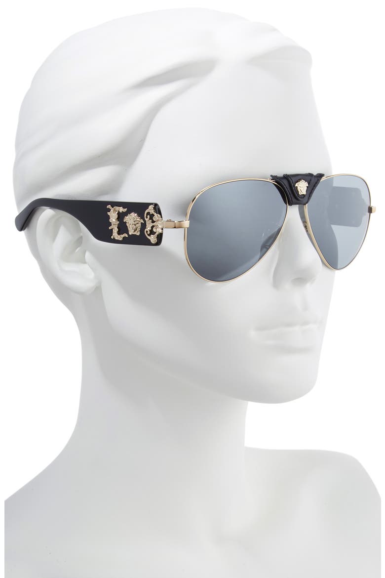 Medusa 62mm Aviator Sunglasses, Alternate, color, PALE GOLD/ BLACK MIRROR