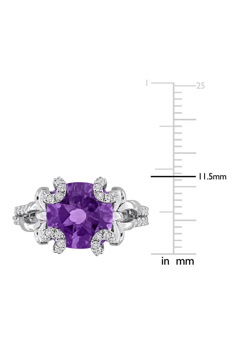 Sterling Silver Cushion Cut Amethyst & White Topaz Ring, Alternate, color, PURPLE