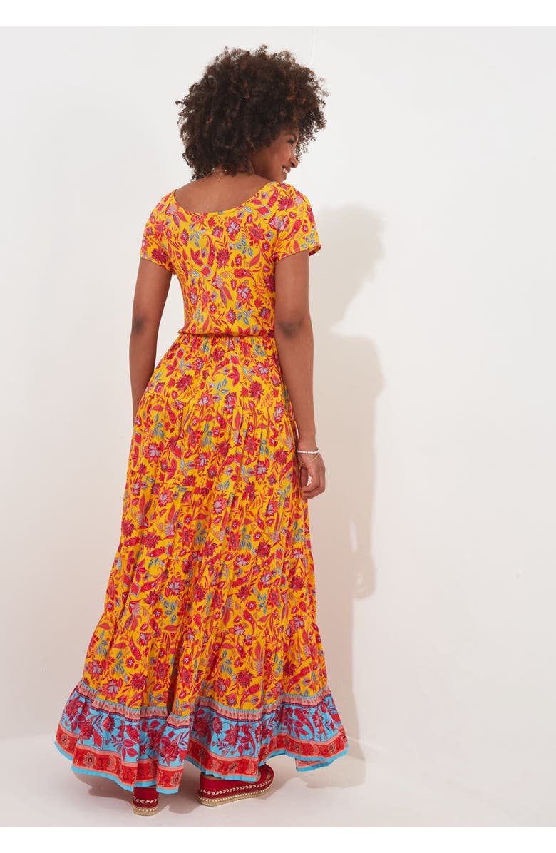Joe Browns Short Sleeve Flowy Maxi Dress, Alternate, color, Golden Bloom