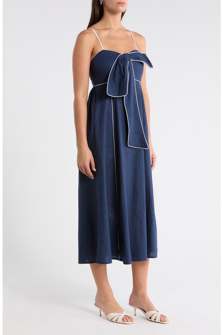 Viona Contrast Empire Midi Dress, Alternate, color, NAVY-WHITE