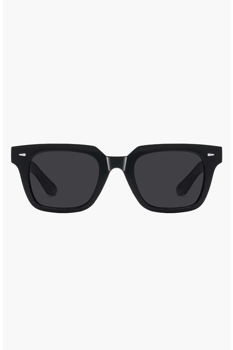 Horn Rimmed Square Sunglasses, Main, color, Black