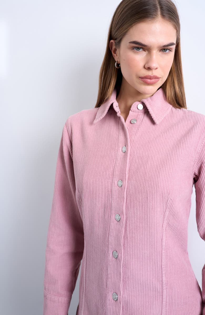 Topshop '70s Collar Corduroy Button-Up Shirt, Alternate, color, Pink