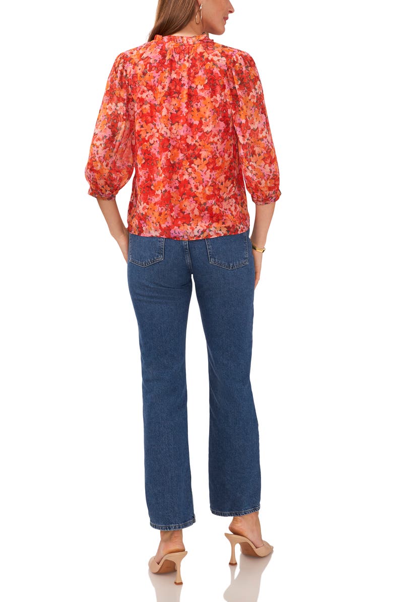 Vince Camuto Floral Print Tie Neck Top, Alternate, color,