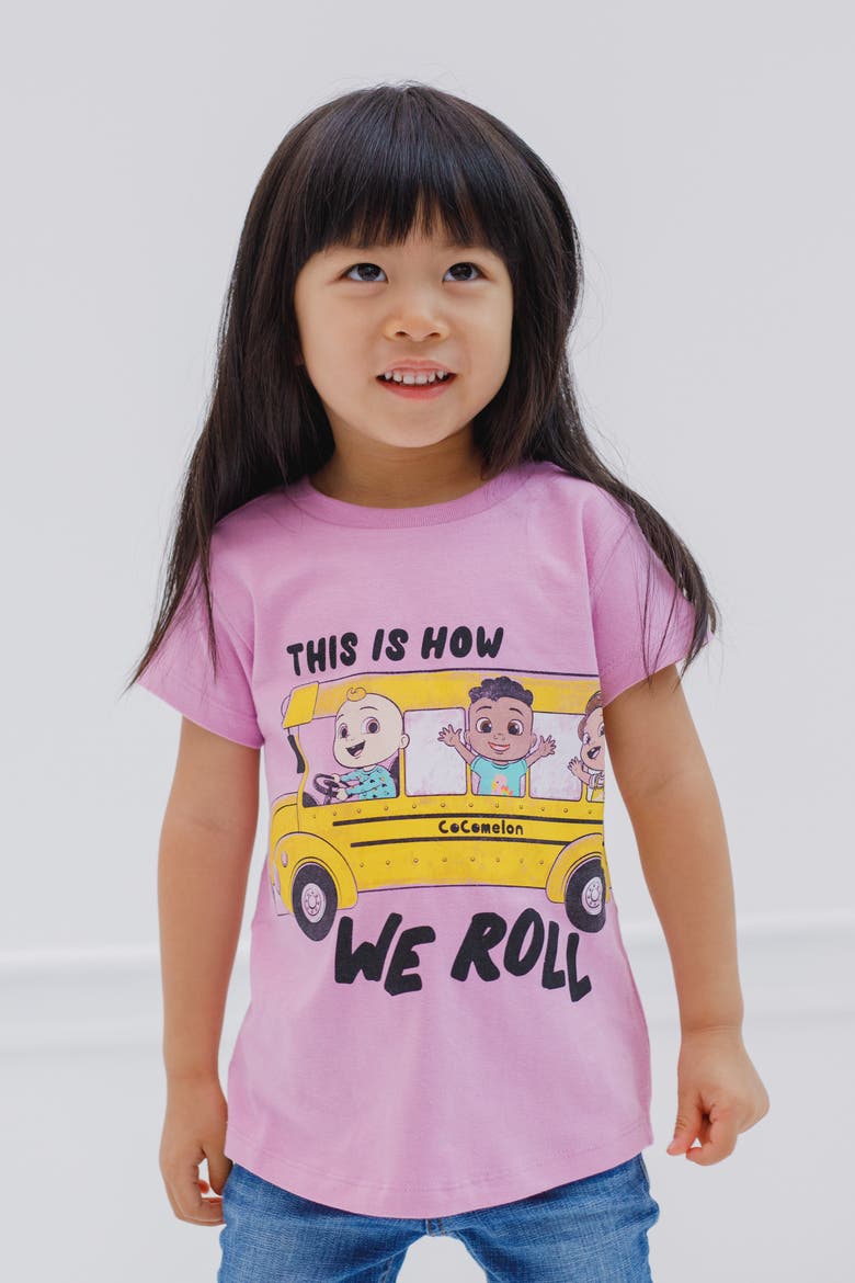 Girls' 2-Pack T-Shirts, Alternate, color, Pink Purple JJ