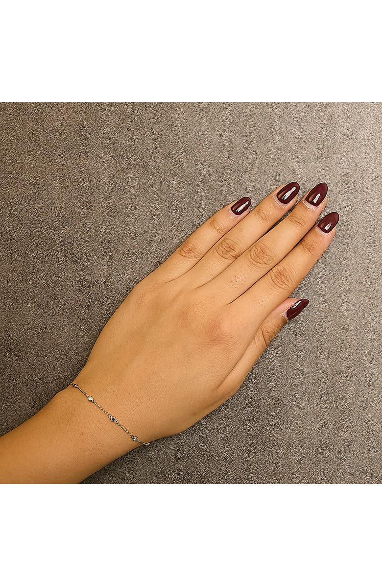 Haus of Brilliance 14K Yellow Gold Alternating Red Ruby and White Diamond Bezel Station Chain Bracelet, Alternate, color, Yellow