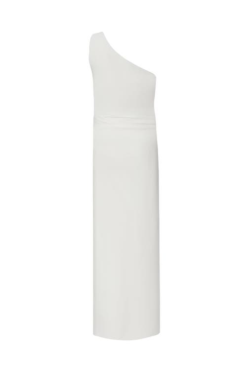 Quiz Asymmetric Scuba Crepe Maxi Dress With 3d Floral Detail In White