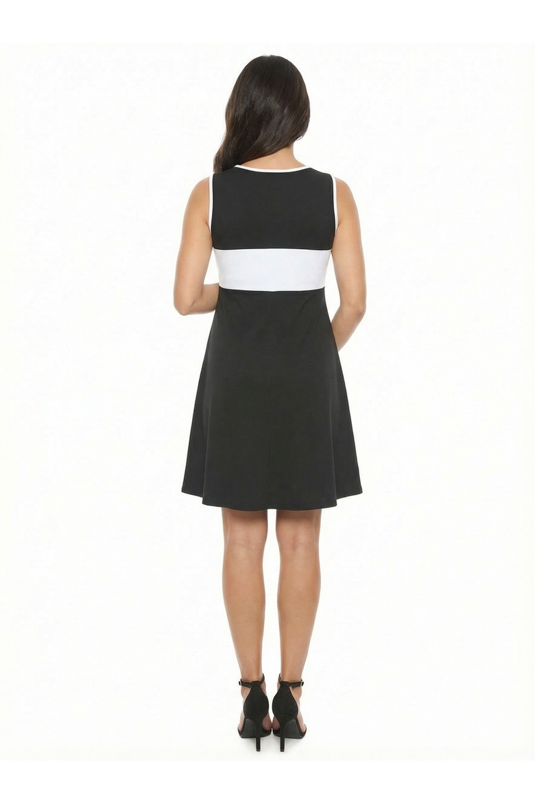 Maternity Sleeveless Round Neck Knee Length Soft Flare A-Line Dress, Alternate, color, Black