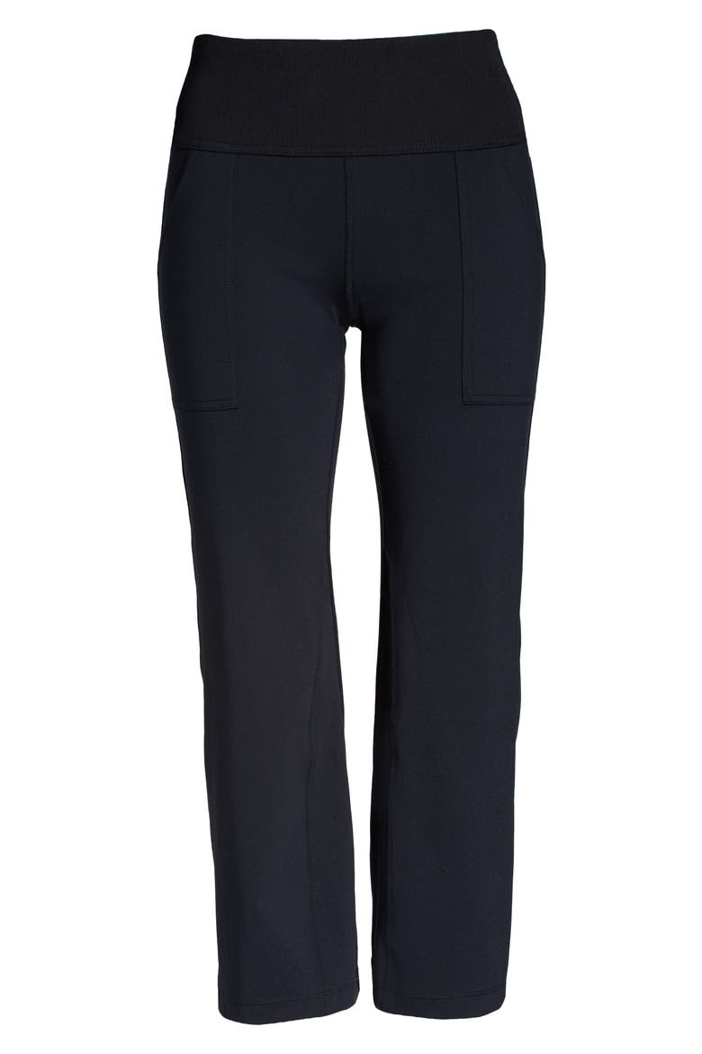 Studio Lite Pocket Kick Flare Crop Pocket Leggings, Alternate, color, BLACK