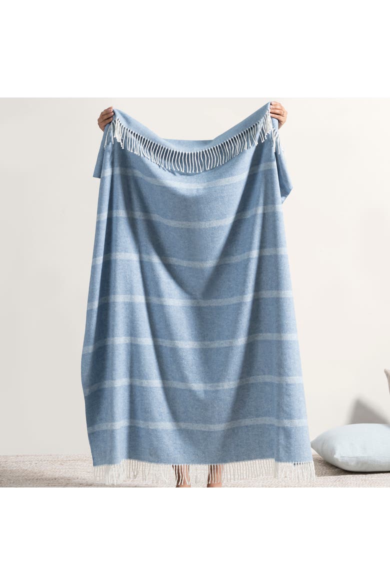 Montauk Stripe Herringbone Throw, Alternate, color, Blue Denim