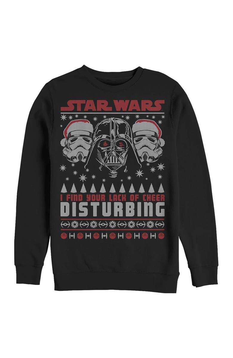Star Wars Men's Star Wars Ugly Christmas Lack of Cheer Disturbing Sweatshirt, Main, color, Black