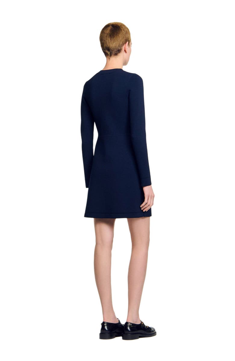 SANDRO Mini button-up knit dress, Alternate, color, Navy Blue