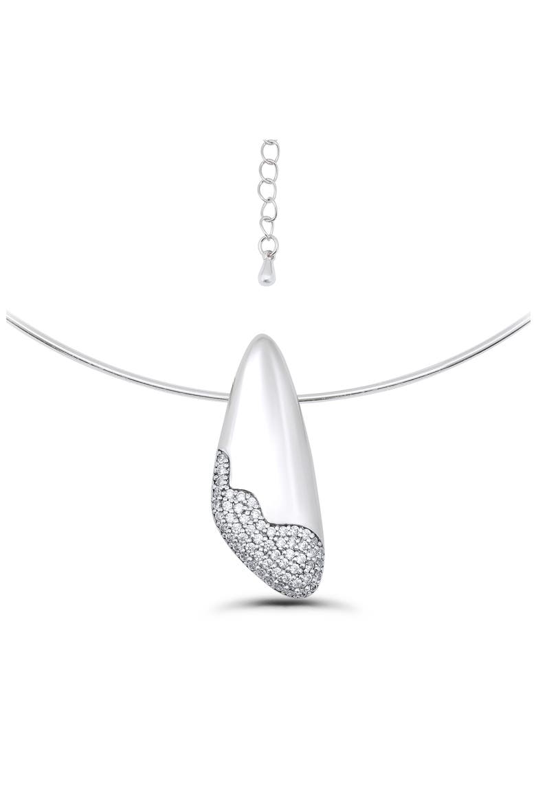 Cubic Zirconia Pavé Sculptural Collar Necklace, Main, color, SILVER