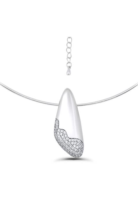 Cubic Zirconia Pavé Sculptural Collar Necklace