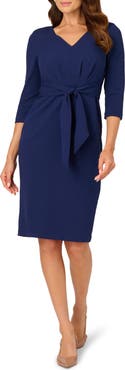 Adrianna Papell Tie Waist Crepe Sheath Dress