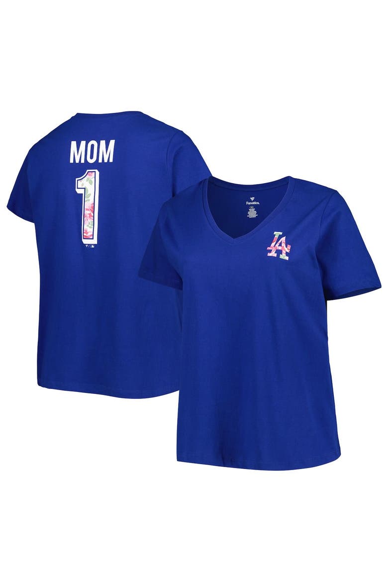 Women's Royal Los Angeles Dodgers Mother's Day Plus Size Best Mom Ever V-Neck T-Shirt, Main, color, Royal