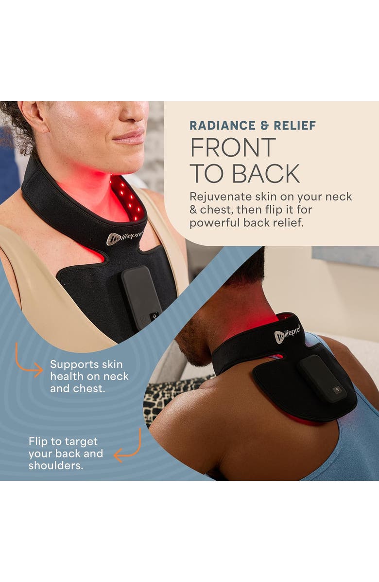 Lifepro Red Light Therapy Neck Wrap 660nm & 850nm Near Infrared Device, Alternate, color, Black