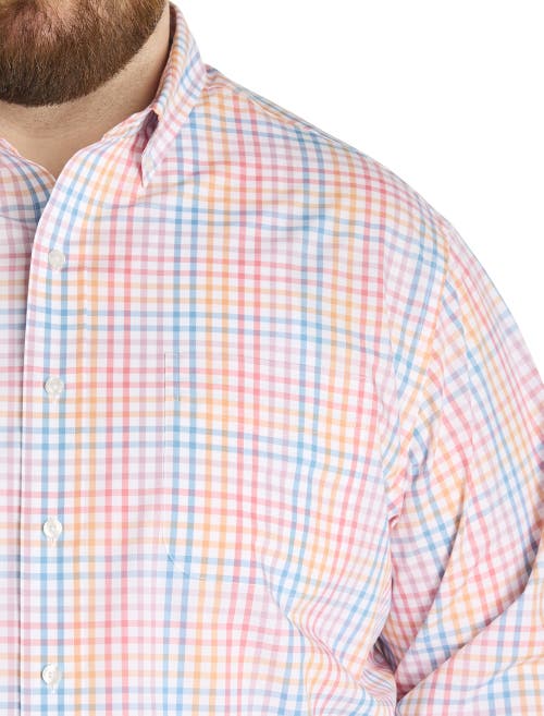 Oak Hill By Dxl Big & Tall Plaid Tech Sport Shirt In Pink Multi
