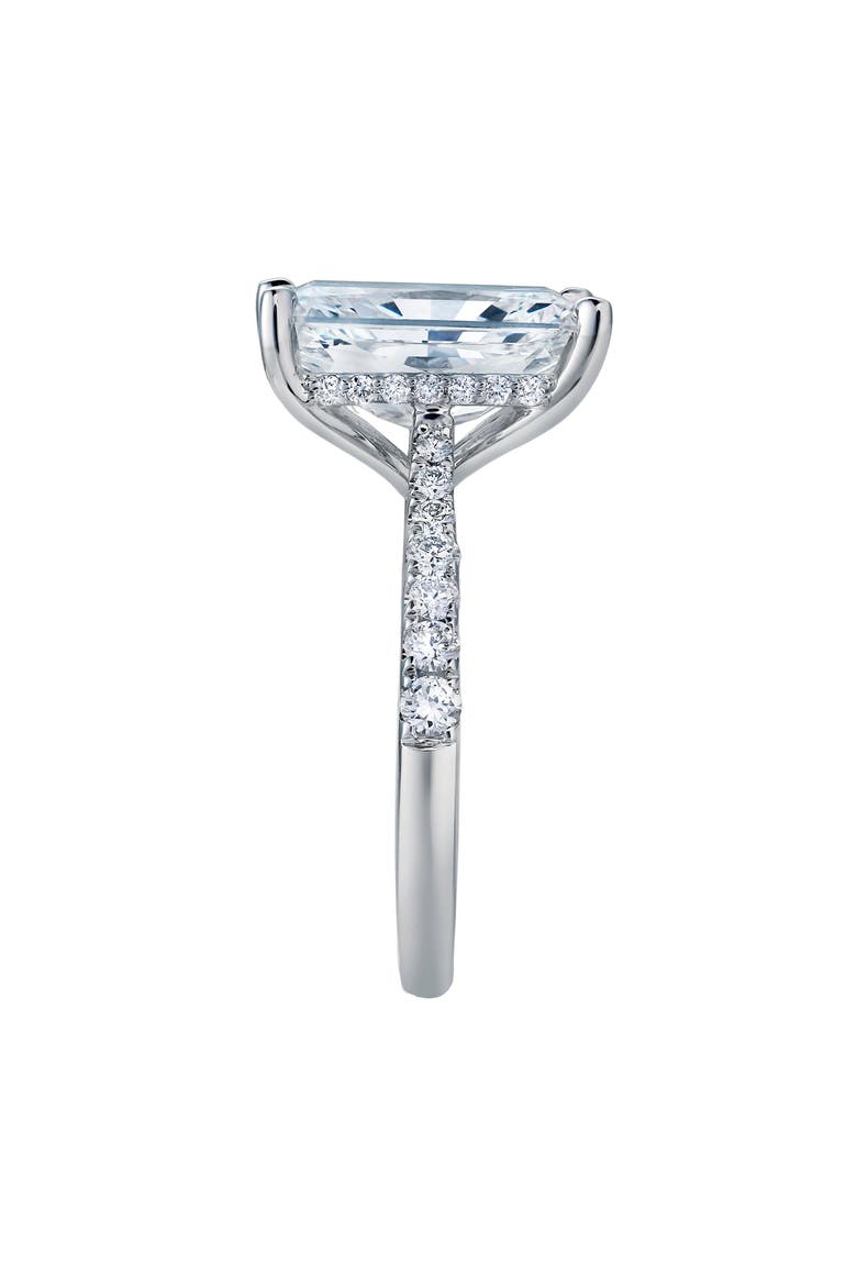 Bayan 14K White Gold Radiant Cut Lab Grown Diamond Hidden Halo Engagement Ring - 5.5 Ct, Alternate, color, 14K White Gold