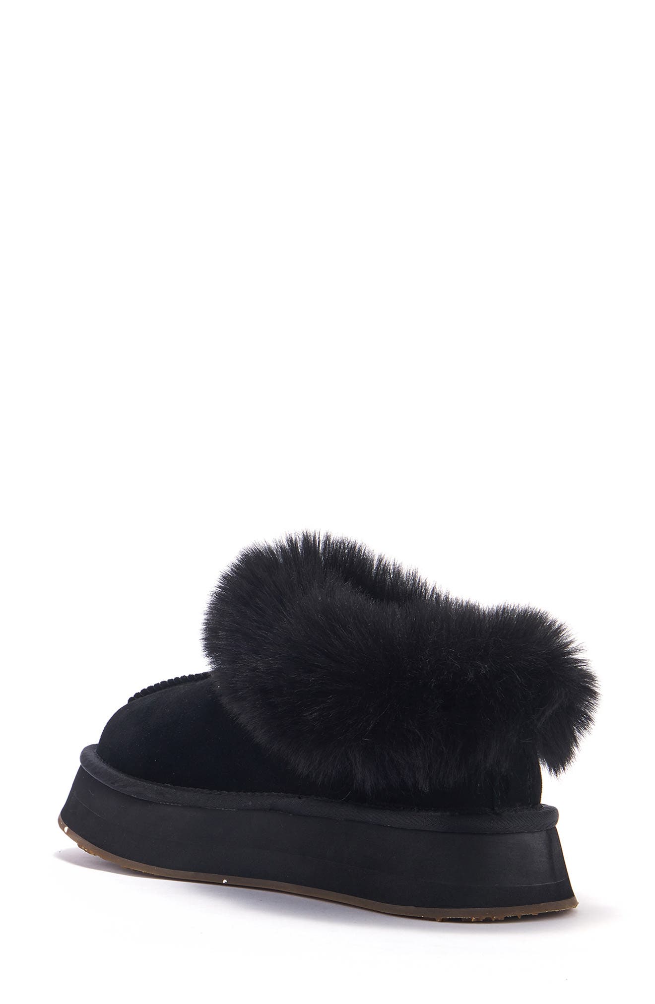 Outback Luxe Geuine Shearling Platform Slipper, Alternate, color, BLACK