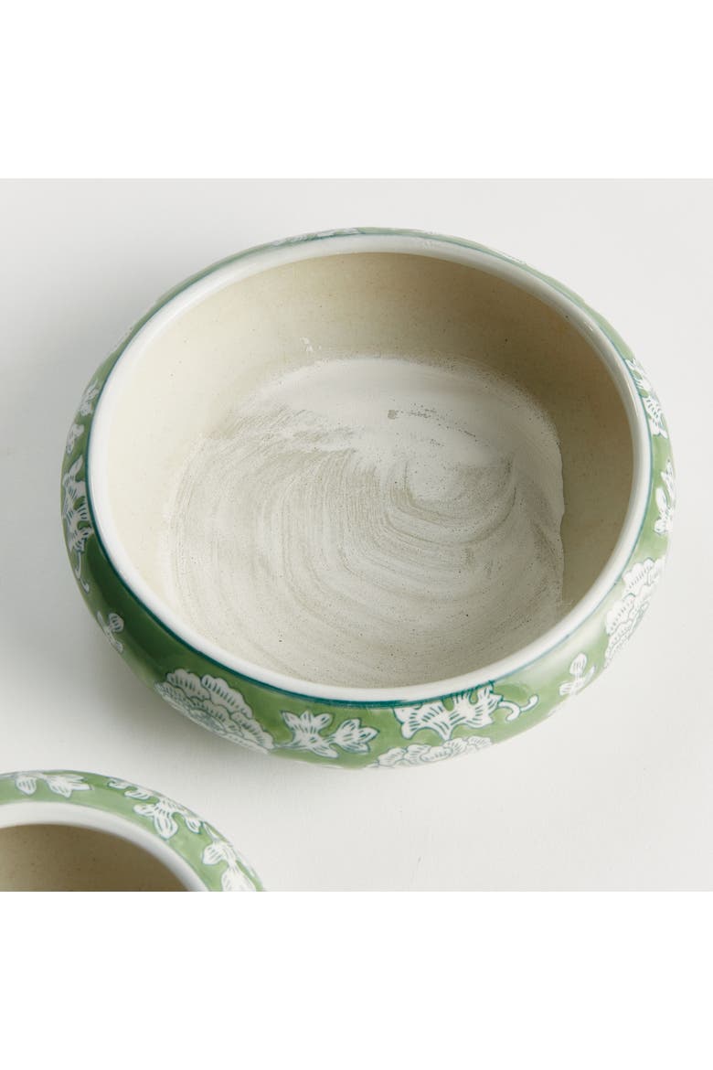 Green & White Ceramic Imperial Lotus Low Pots, Set of 2, Alternate, color, Green