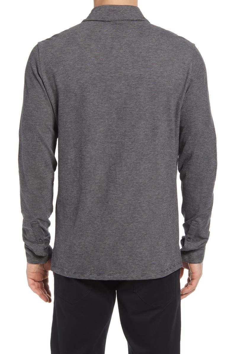 Vince Stripe Long Sleeve Sueded Pima Cotton Polo, Alternate, color,